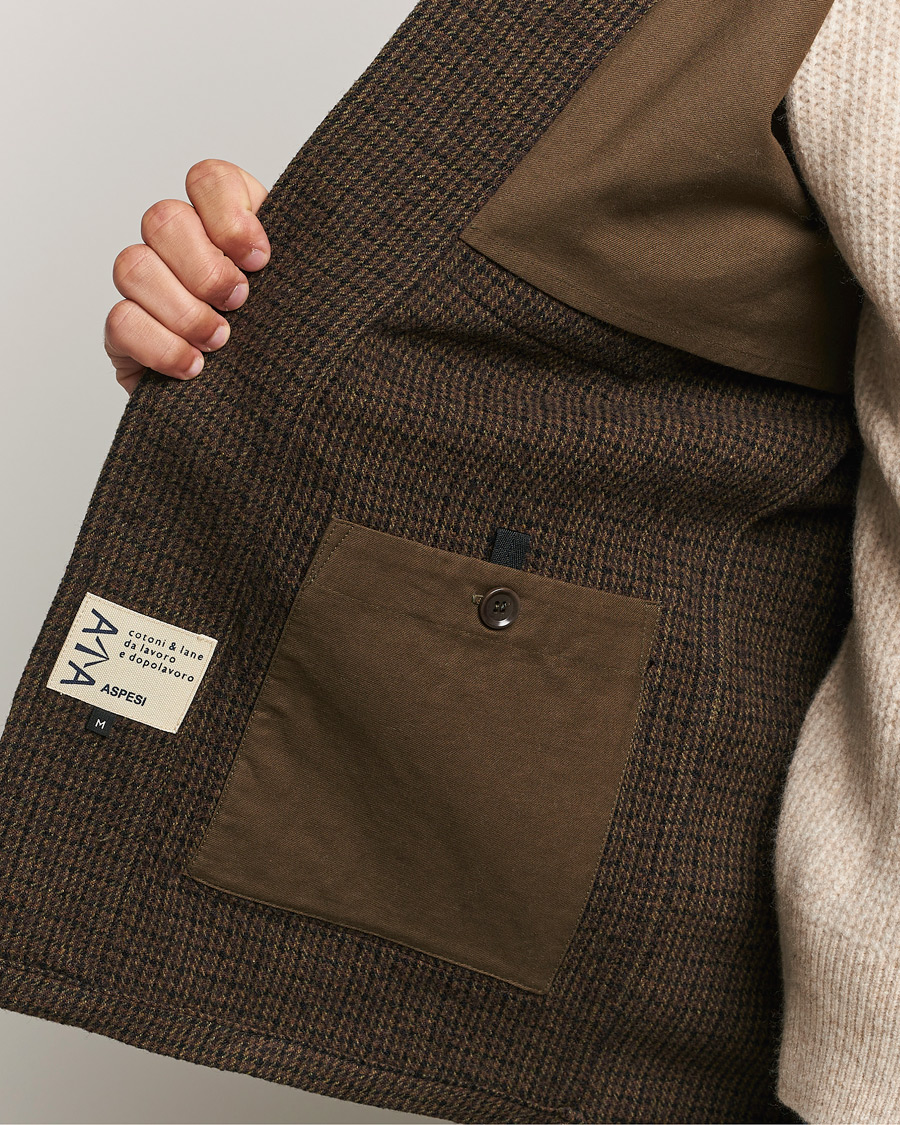 Herren | Jacken | Aspesi | Wool Houndstooth Jacket Dark Brown