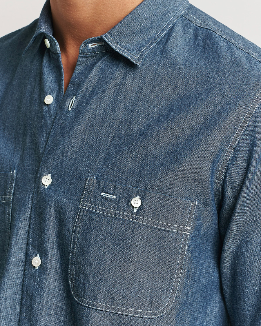Herren | Hemden | Aspesi | Double Pocket Chambray Shirt Dark Wash