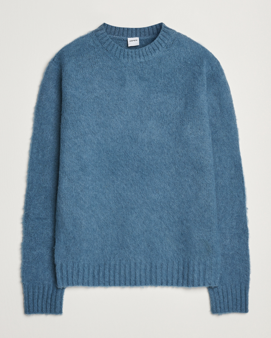 Herren | Pullover | Aspesi | Brushed Shetland Sweater Blue