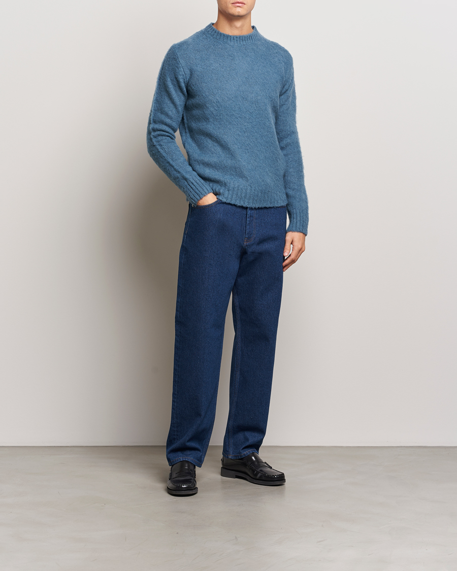 Herren | Pullover | Aspesi | Brushed Shetland Sweater Blue