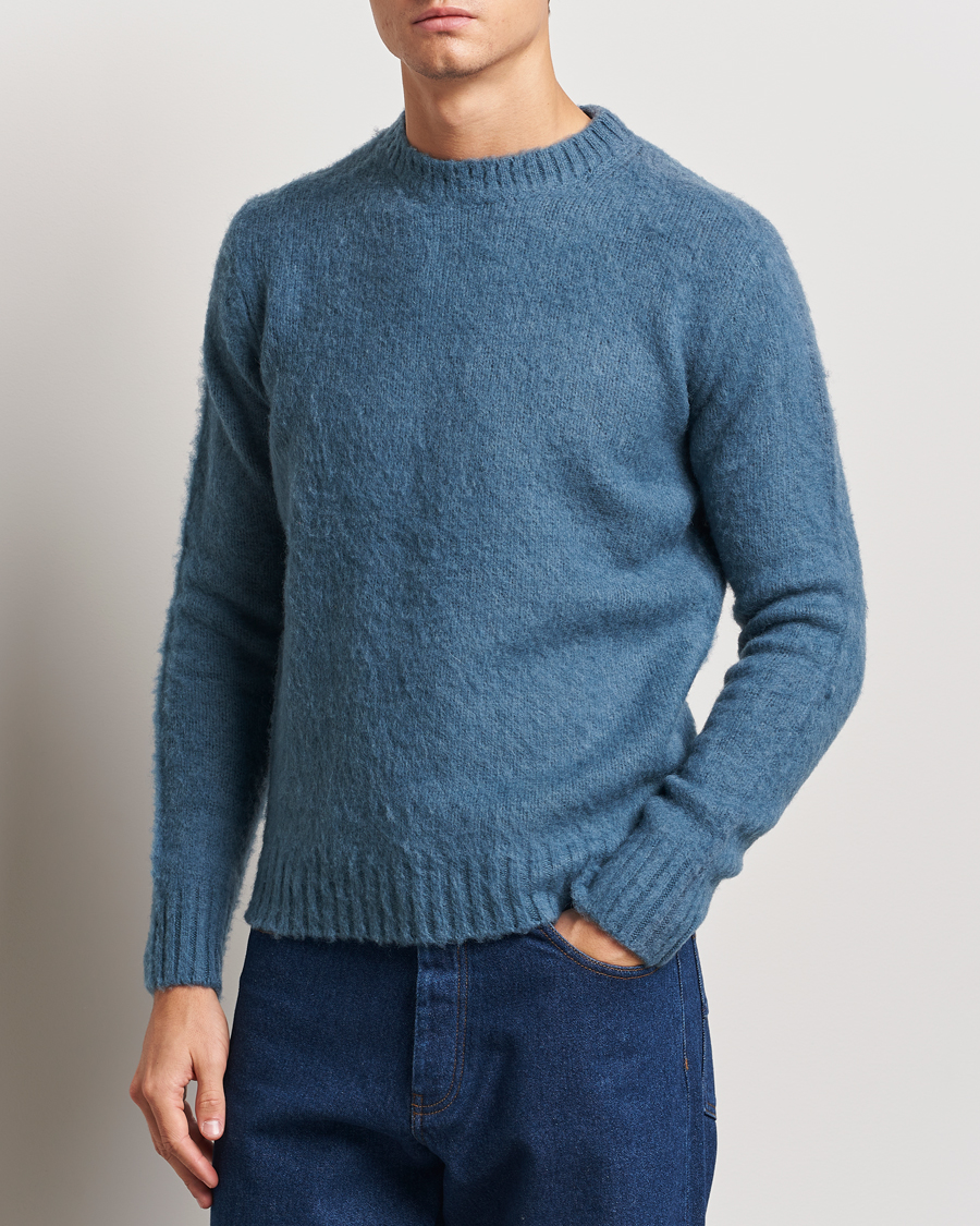 Herren | Pullover | Aspesi | Brushed Shetland Sweater Blue