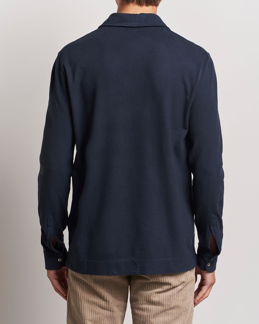 Herren | Poloshirts | Massimo Alba | Ischia Cotton/Cashmere Long Sleeve Polo Navy