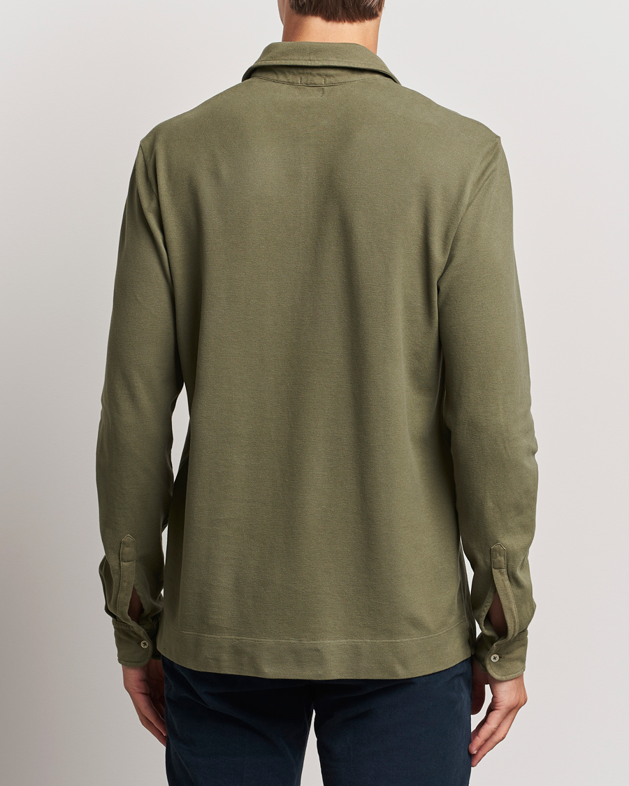 Herren | Pullover | Massimo Alba | Ischia Cotton/Cashmere Long Sleeve Polo Military