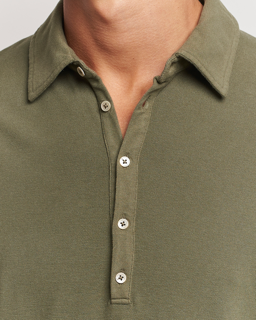 Herren | Pullover | Massimo Alba | Ischia Cotton/Cashmere Long Sleeve Polo Military