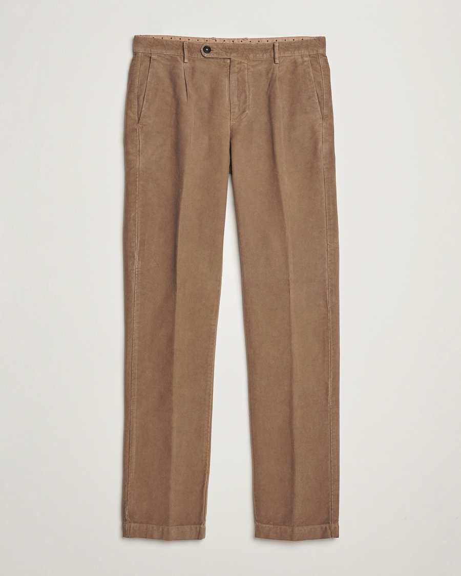 Herren | Hosen | Massimo Alba | Ionio Pleated Moleskine Trousers Brown