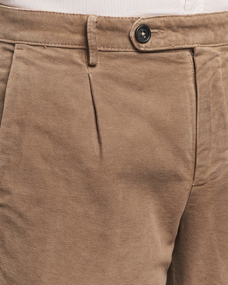 Herren | Hosen | Massimo Alba | Ionio Pleated Moleskine Trousers Brown