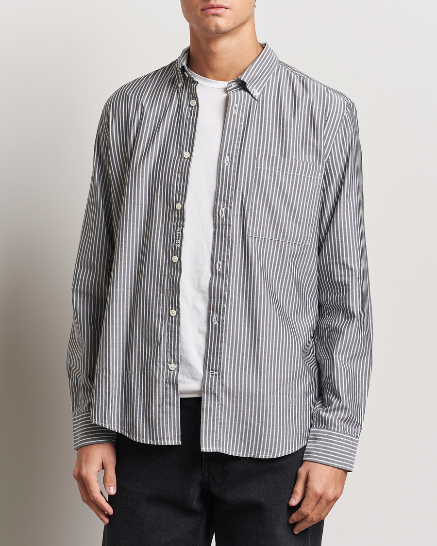 Herren | Hemden | NN07 | Arne Tencel Striped Shirt Black/White