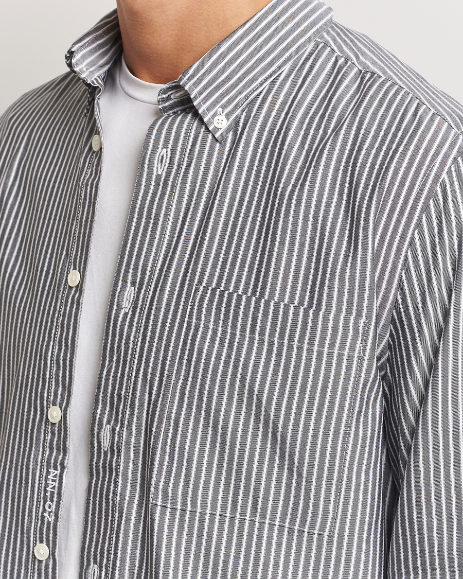 Herren | Hemden | NN07 | Arne Tencel Striped Shirt Black/White
