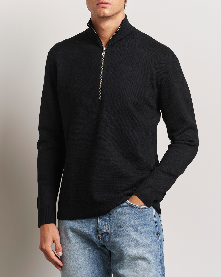 Herren | Pullover | NN07 | Harald Cotton/Modal Half Zip Black