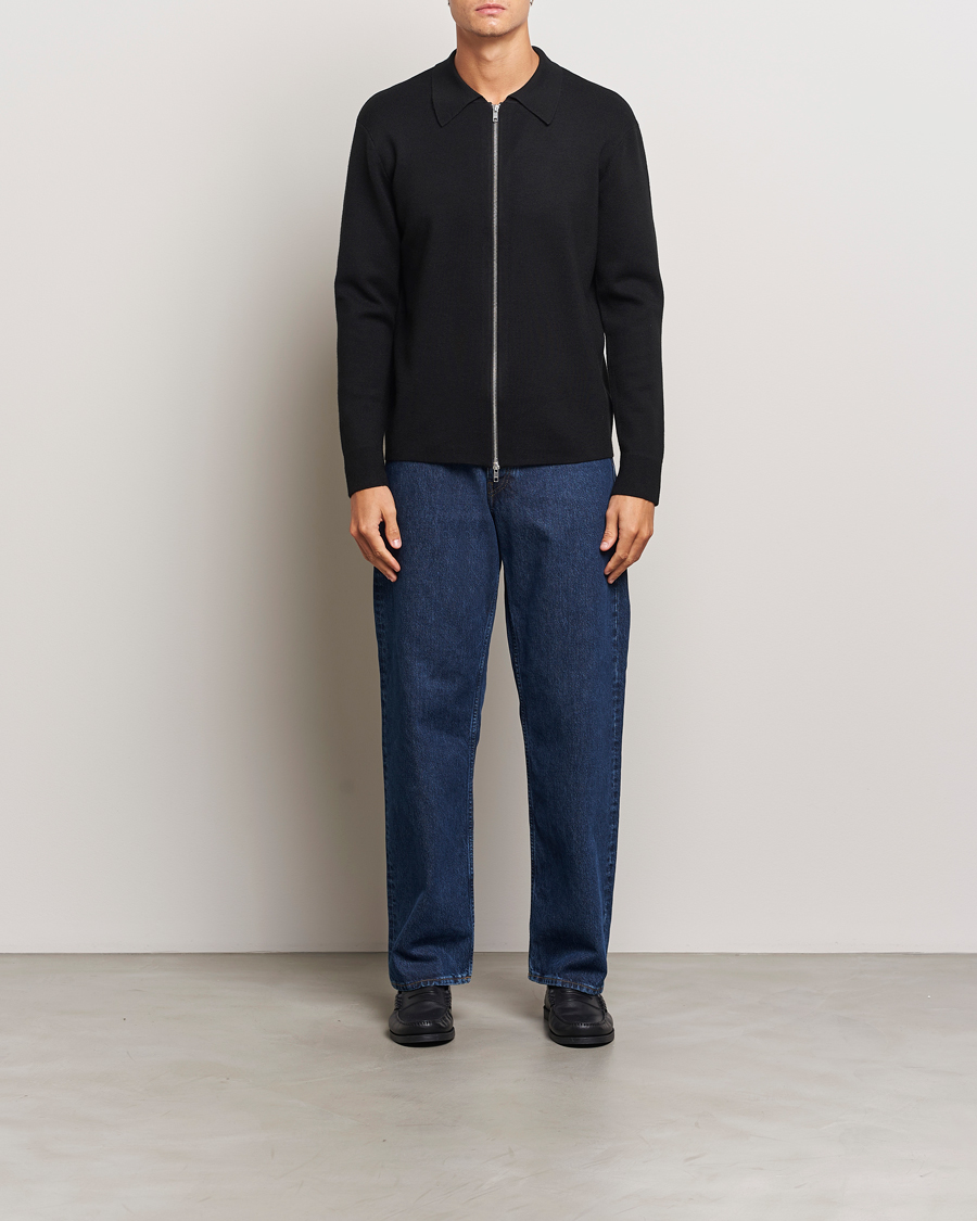 Herren | Pullover | NN07 | Harald Cotton/Modal Full Zip Black