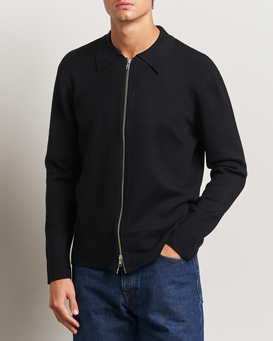 Herren | Pullover | NN07 | Harald Cotton/Modal Full Zip Black