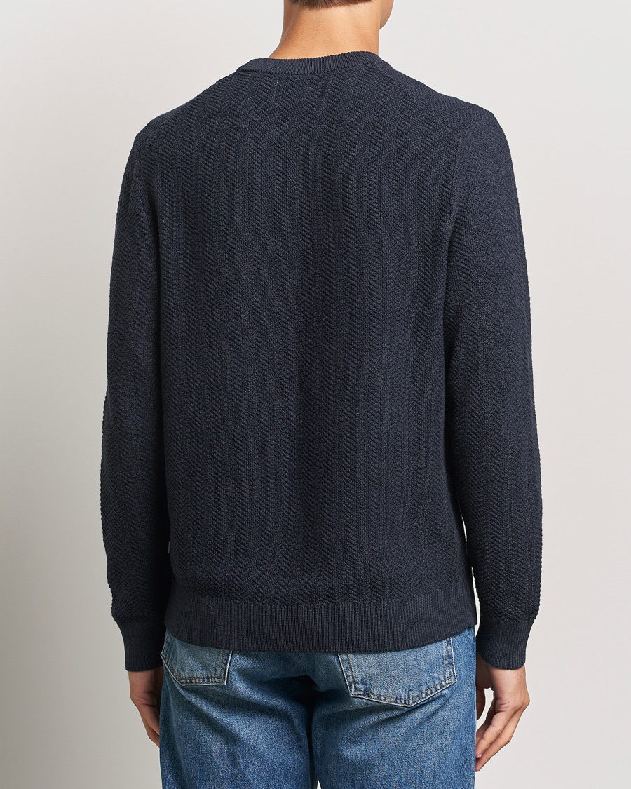 Herren | Pullover | NN07 | Pete Cotton Knitted Crew Neck Navy Melange