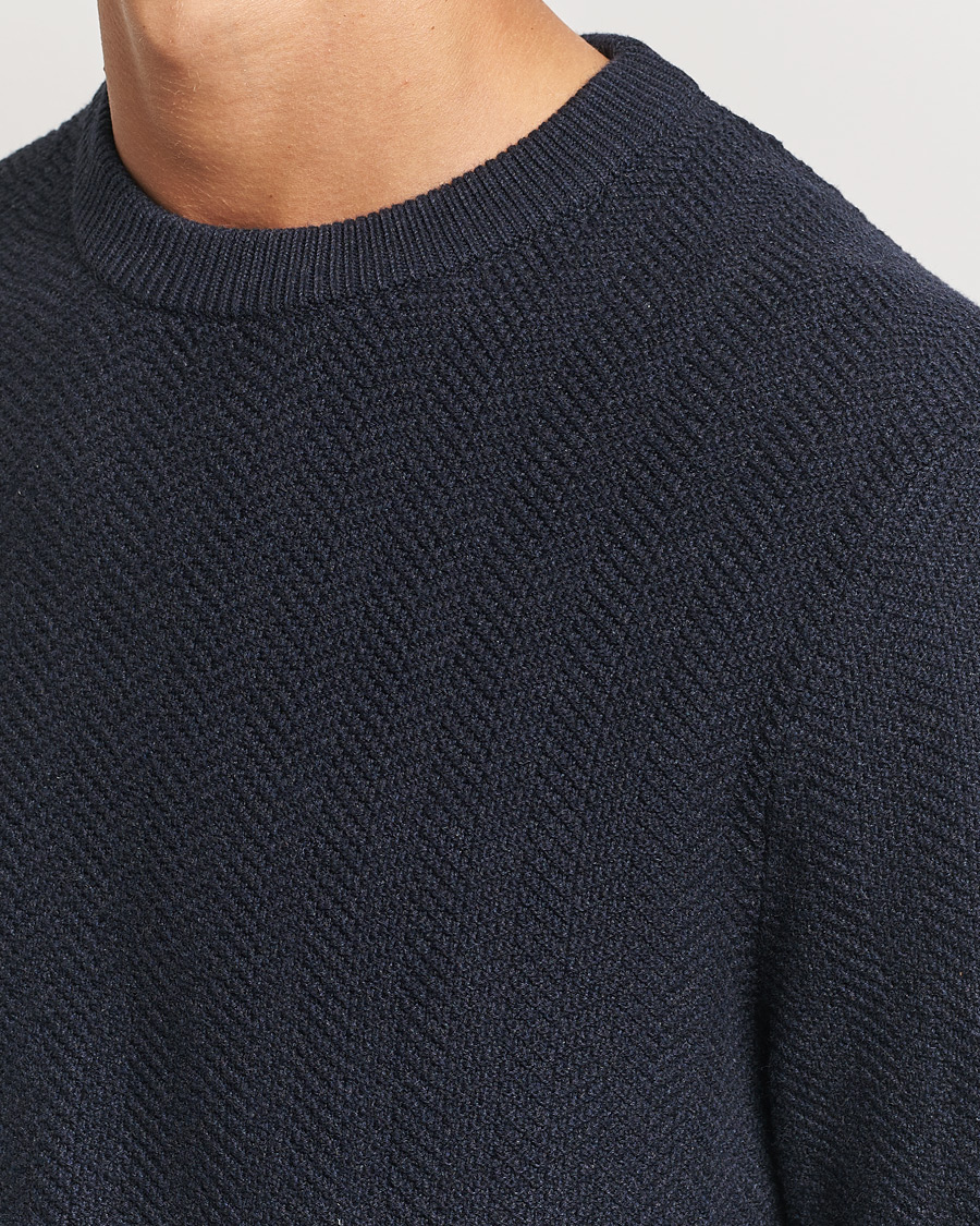 Herren | Pullover | NN07 | Pete Cotton Knitted Crew Neck Navy Melange
