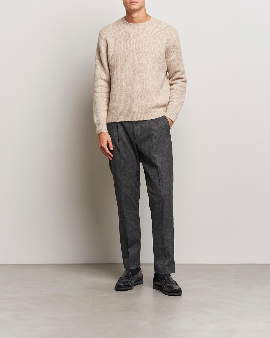 Herren | Hosen | NN07 | Bill Pleated Brushed Cotton Trousers Black Melange
