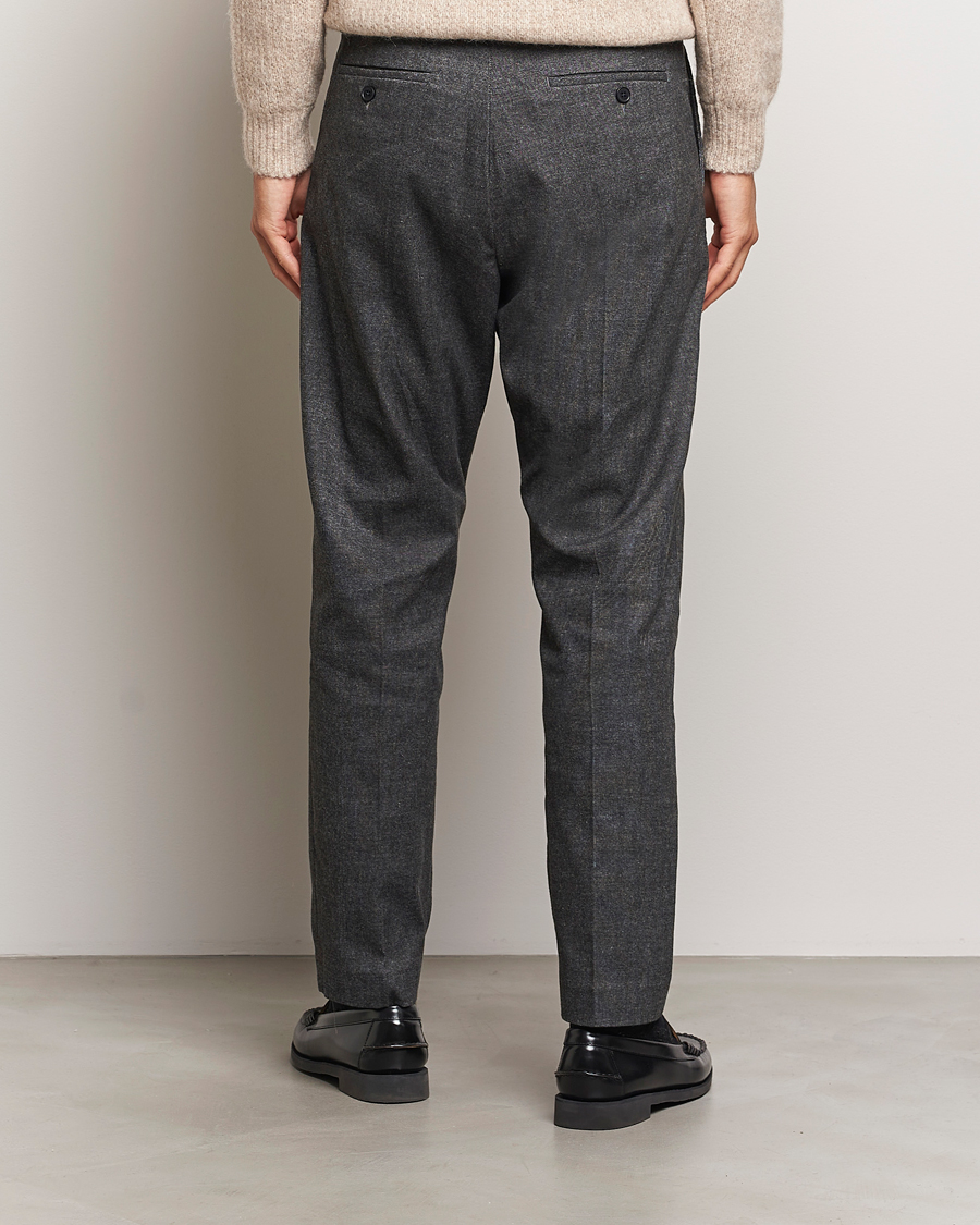 Herren | Hosen | NN07 | Bill Pleated Brushed Cotton Trousers Black Melange