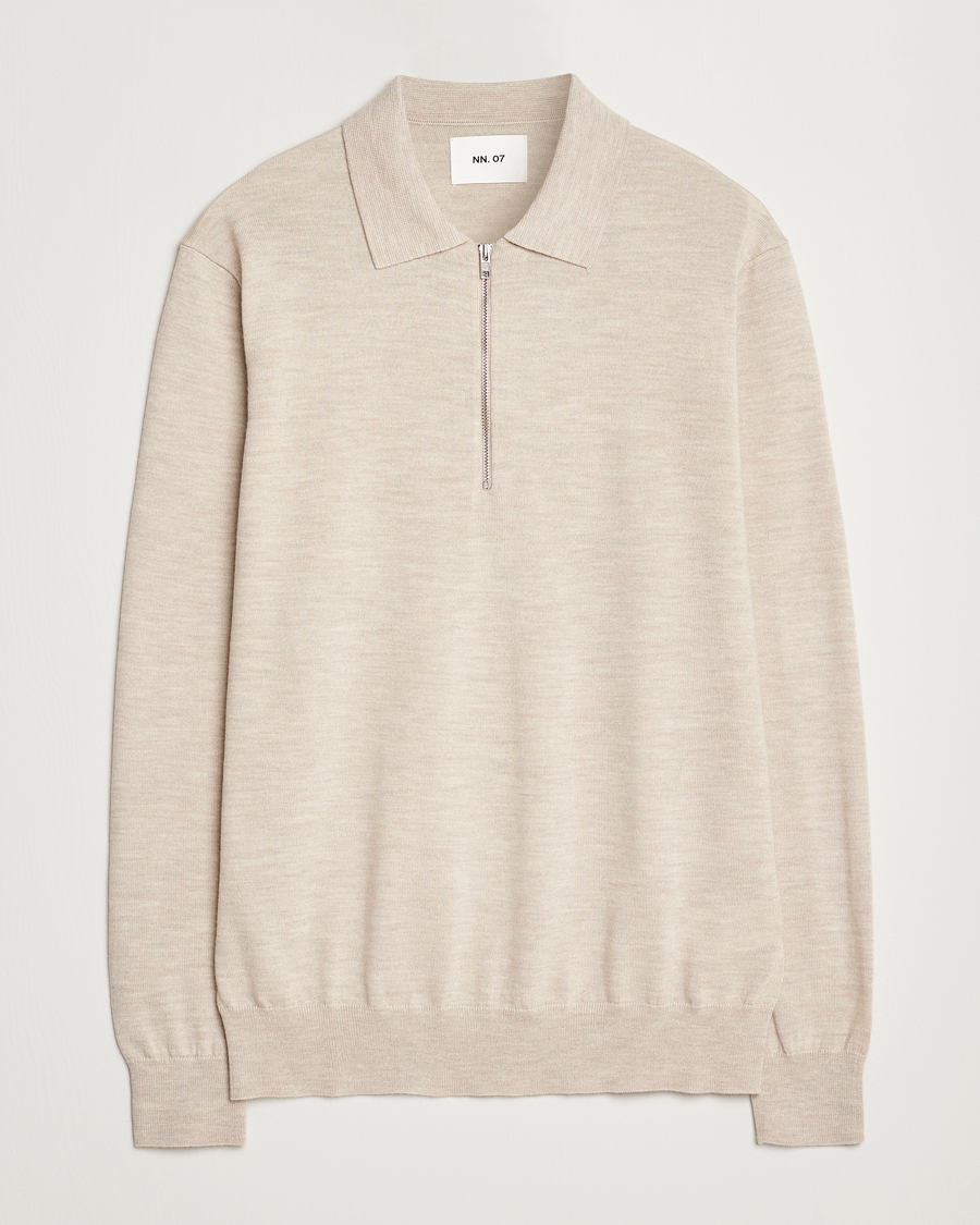 Herren | Pullover | NN07 | Sergio Half Zip Light Khaki Melange