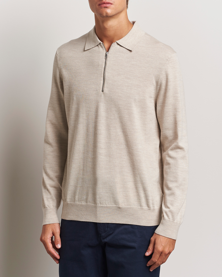 Herren | Pullover | NN07 | Sergio Half Zip Light Khaki Melange