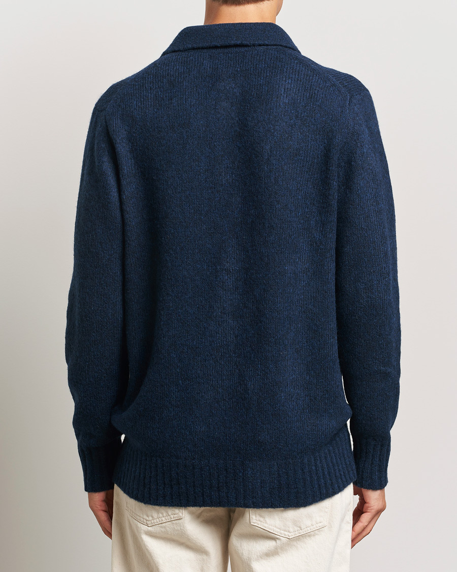 Herren | Pullover | NN07 | Lee Brushed Wool Polo Navy Blue