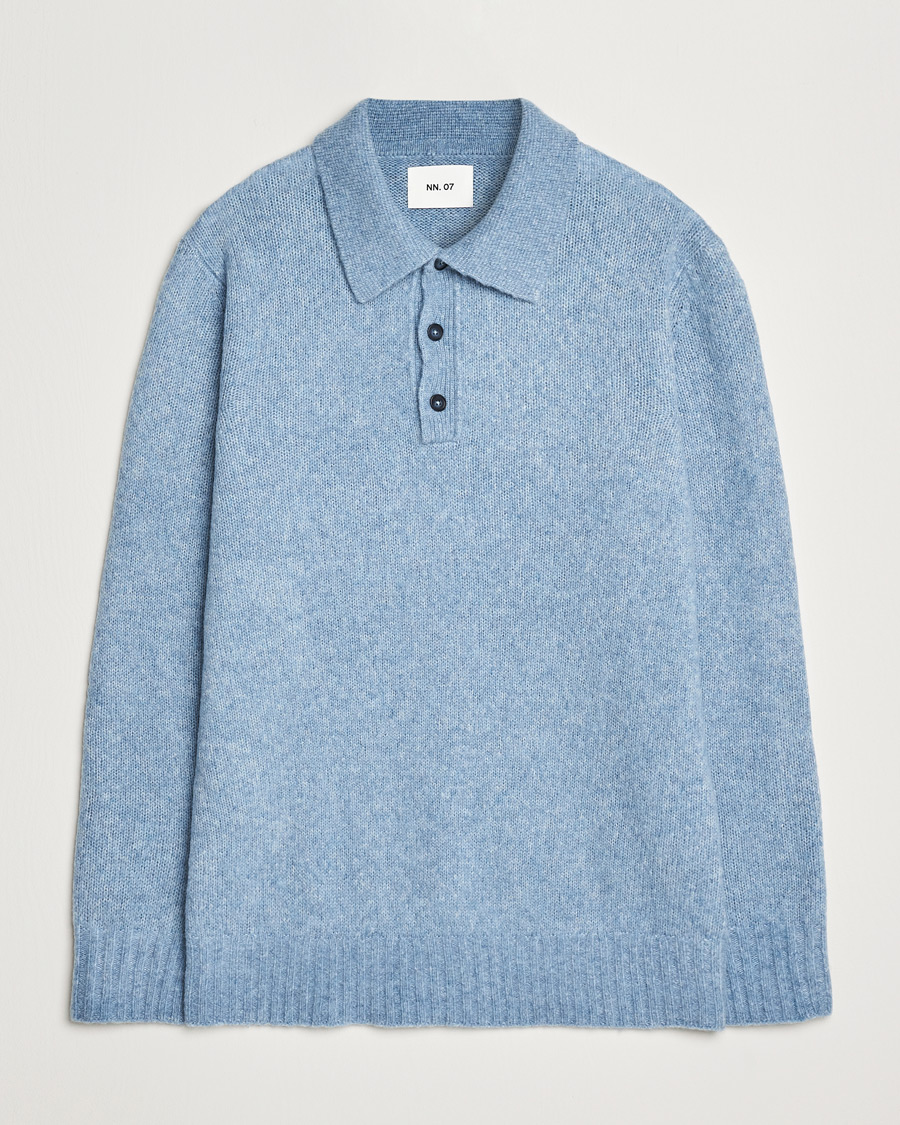 Herren | Pullover | NN07 | Lee Brushed Wool Polo Tink Blue