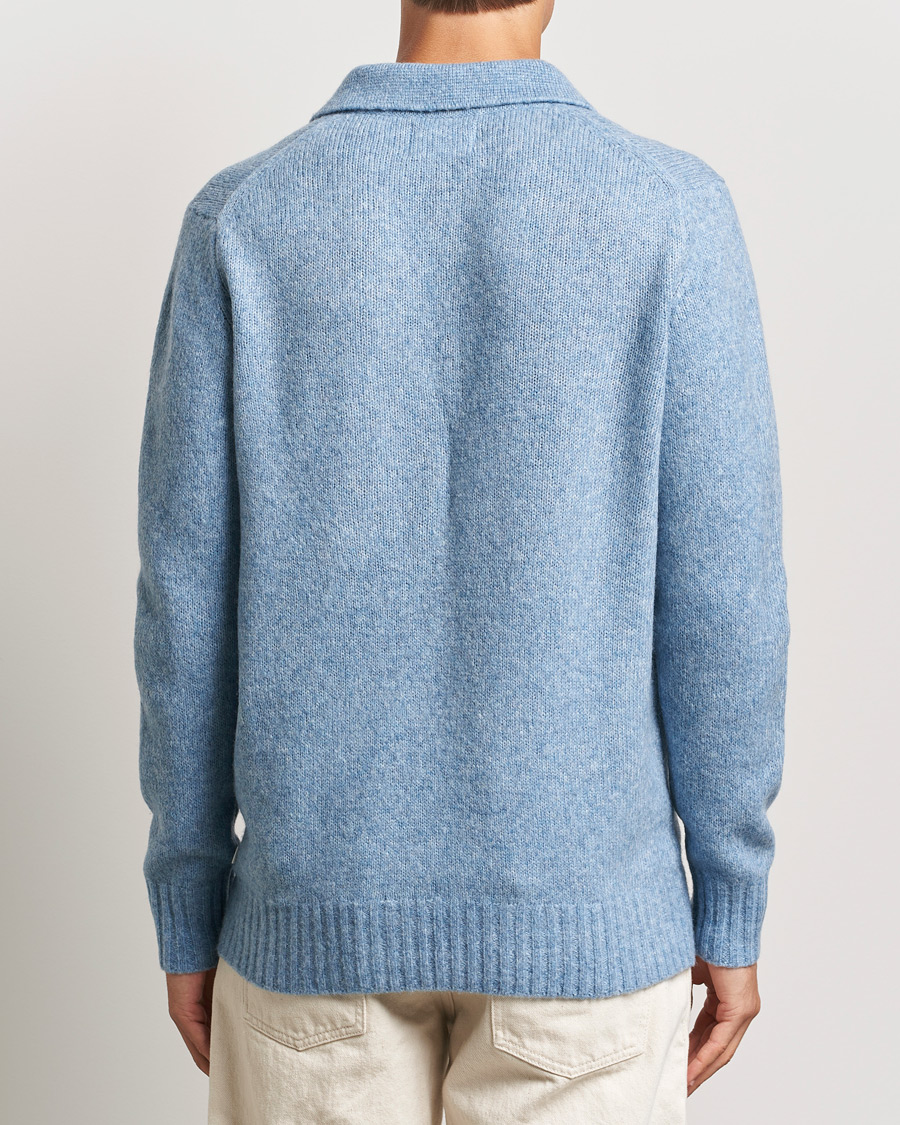 Herren | Pullover | NN07 | Lee Brushed Wool Polo Tink Blue