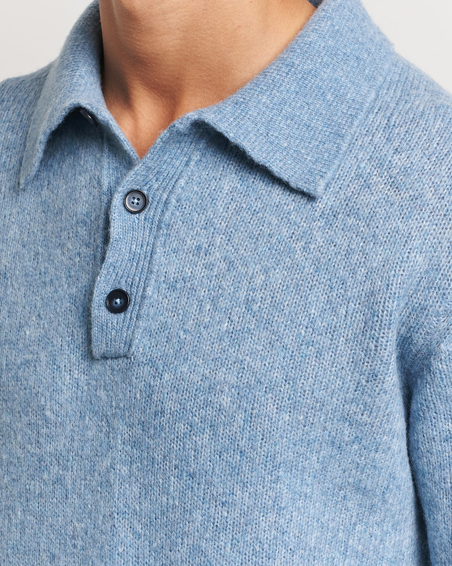 Herren | Pullover | NN07 | Lee Brushed Wool Polo Tink Blue
