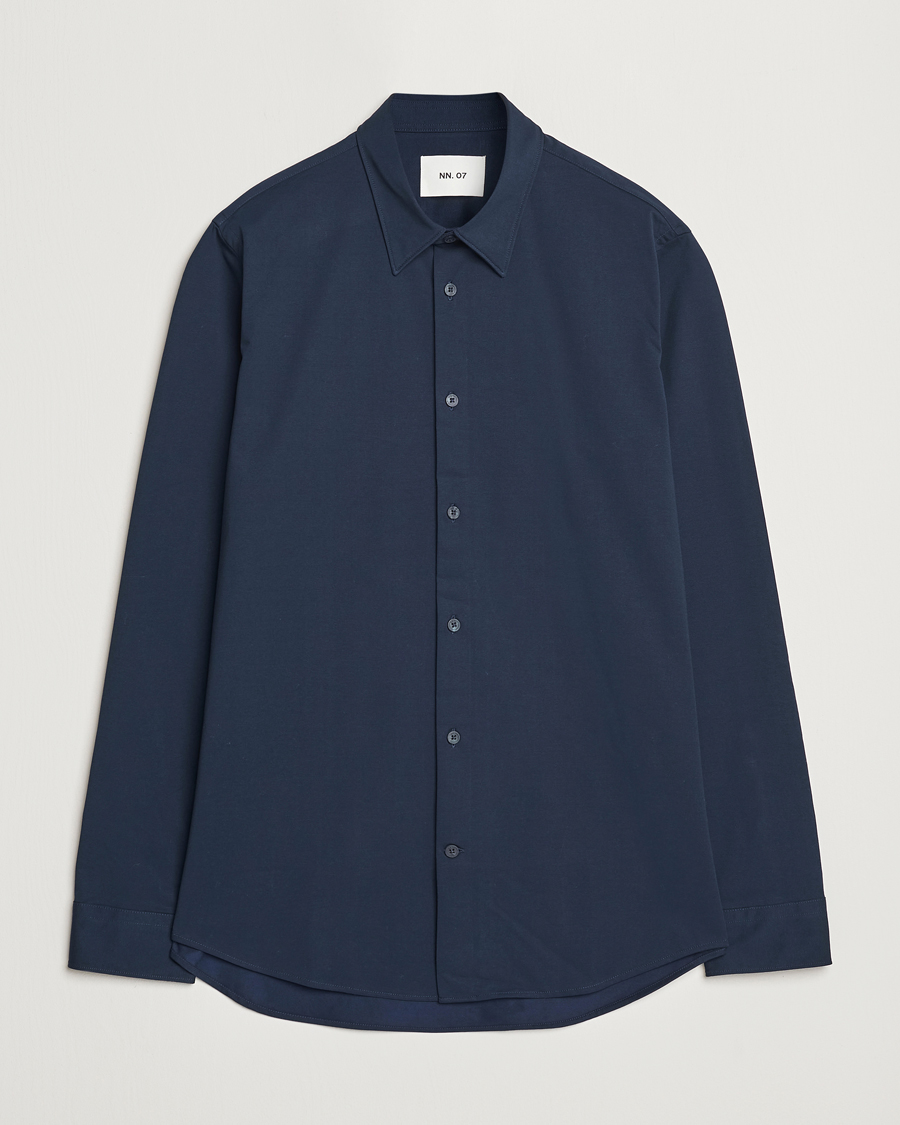 Herren | Hemden | NN07 | Elian Mercerized Cotton Shirt Navy Blue