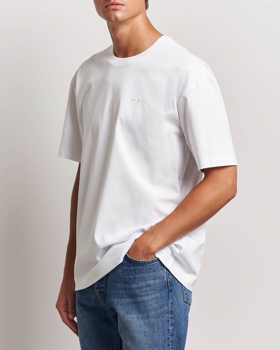 Herren | T-Shirts | NN07 | Nat Logo Mercerized Crew Neck T-Shirt White