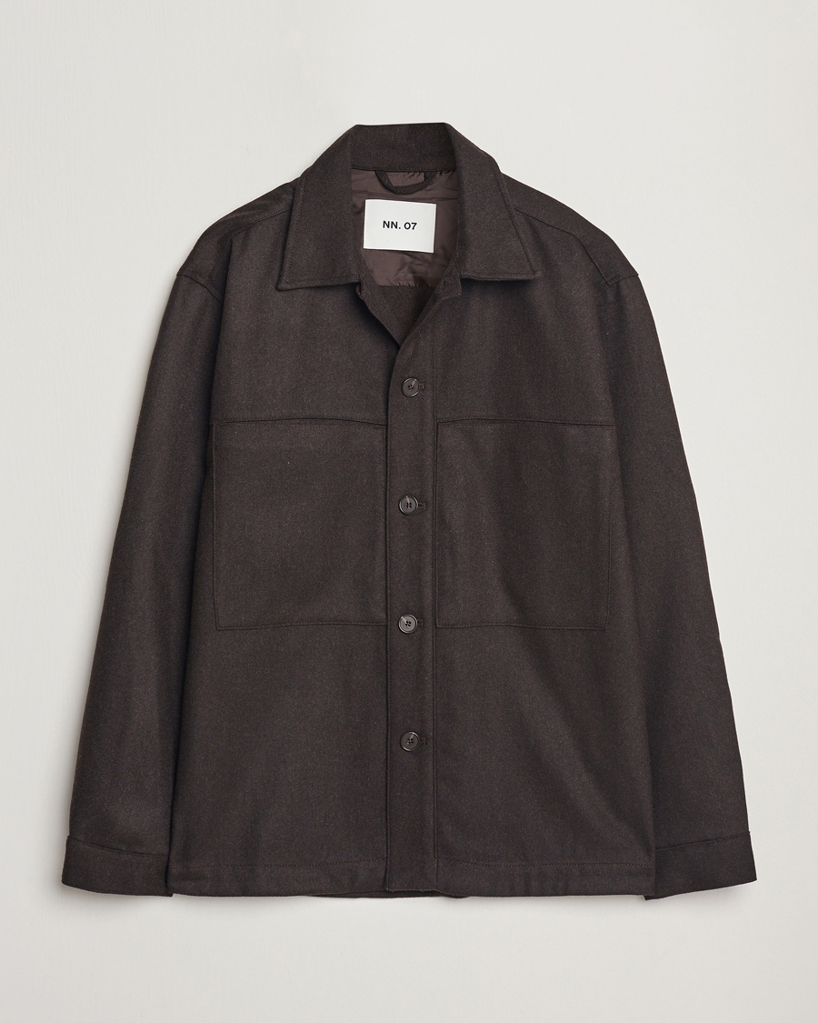 Herren | Hemden | NN07 | Isak Wool Overshirt Dark Brown