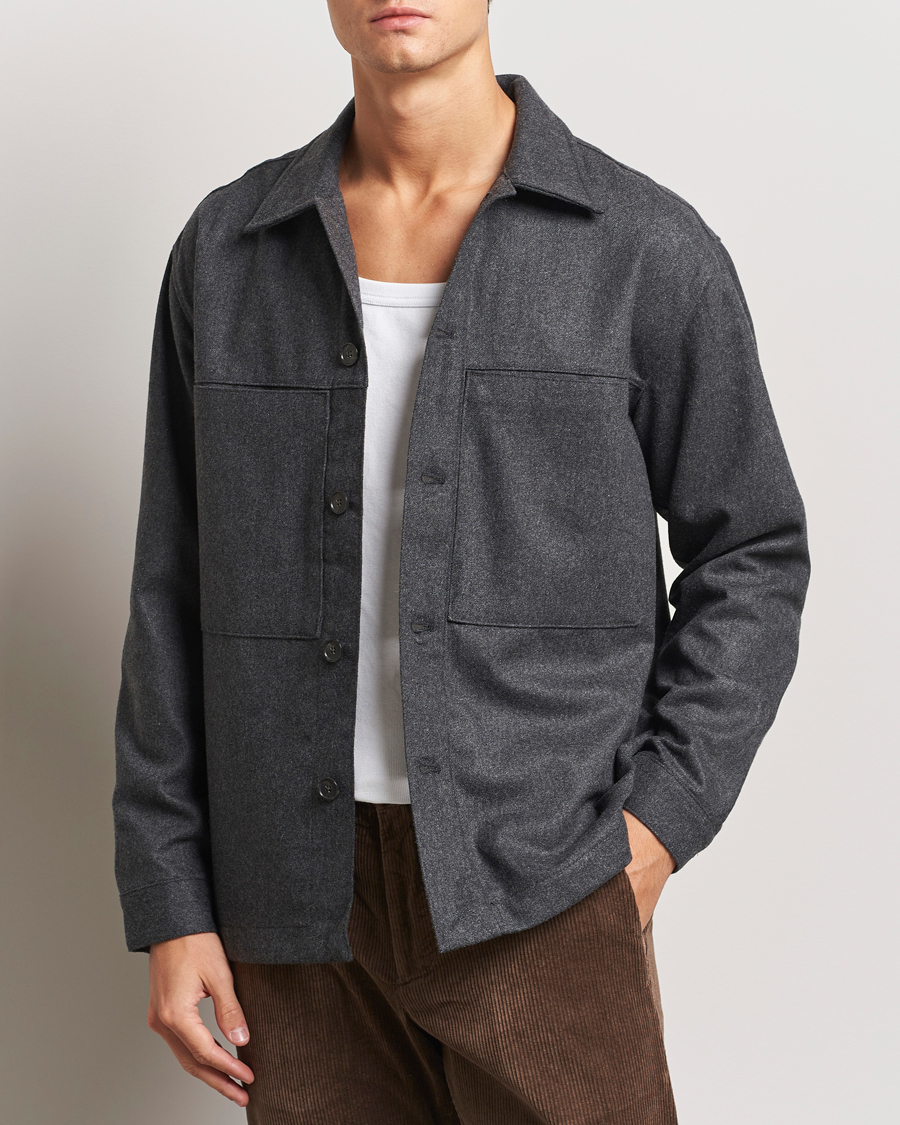 Herren | Hemden | NN07 | Isak Wool Overshirt Grey Melange