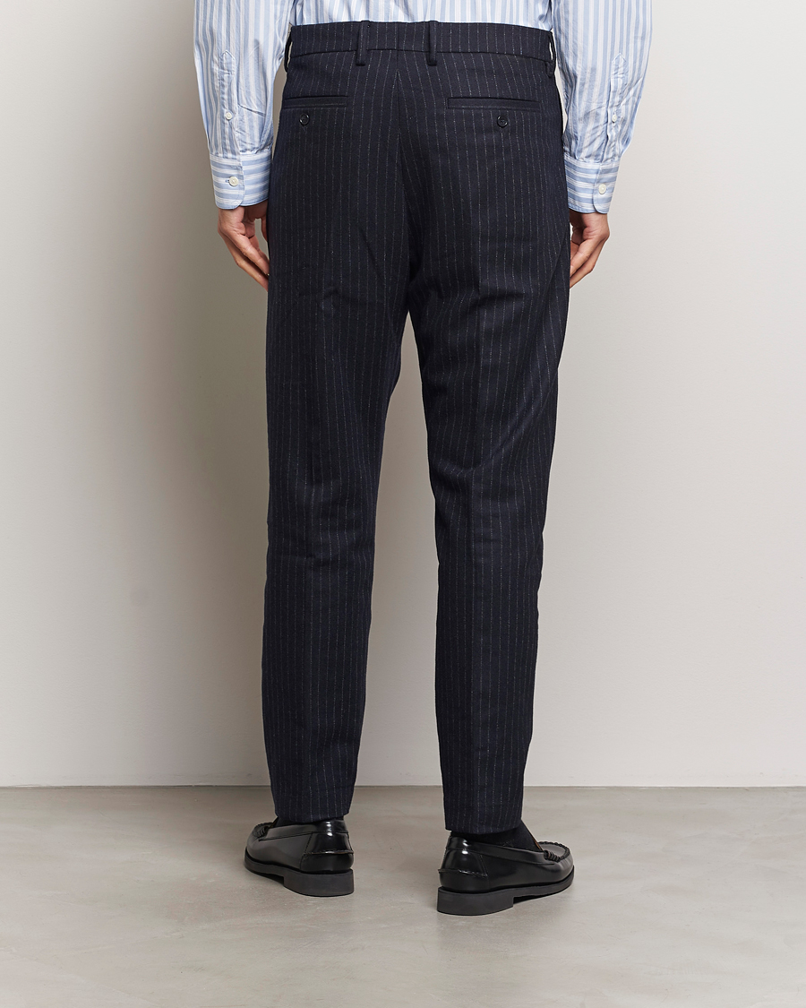 Herren | Hosen | NN07 | Bill Wool Pleated Trousers Navy Blue Pinstripe