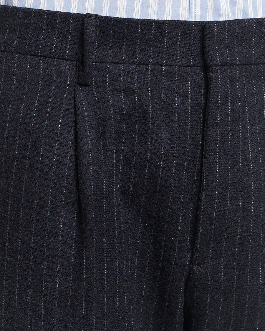 Herren | Hosen | NN07 | Bill Wool Pleated Trousers Navy Blue Pinstripe