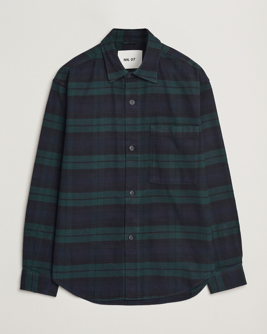 Herren | Hemden | NN07 | Adwin Checked Flannel Overshirt Green/Blue