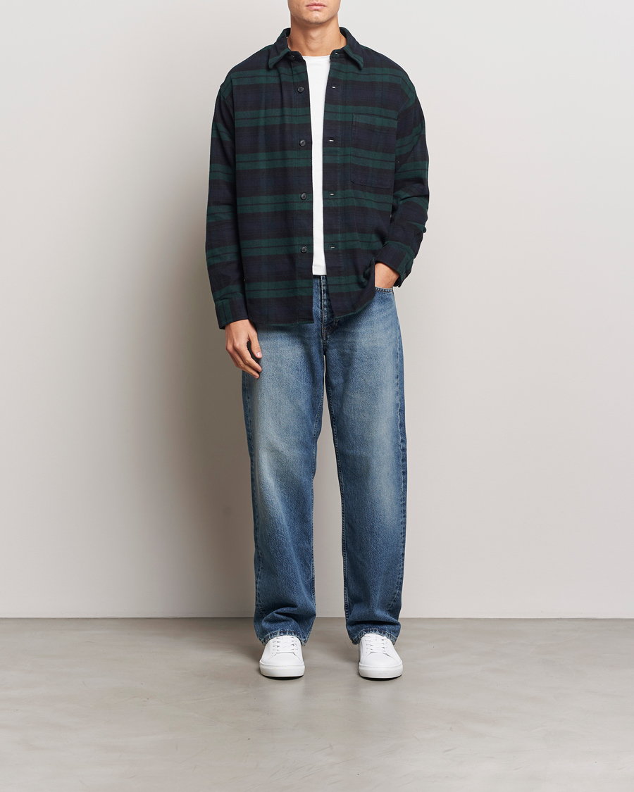Herren | Hemden | NN07 | Adwin Checked Flannel Overshirt Green/Blue