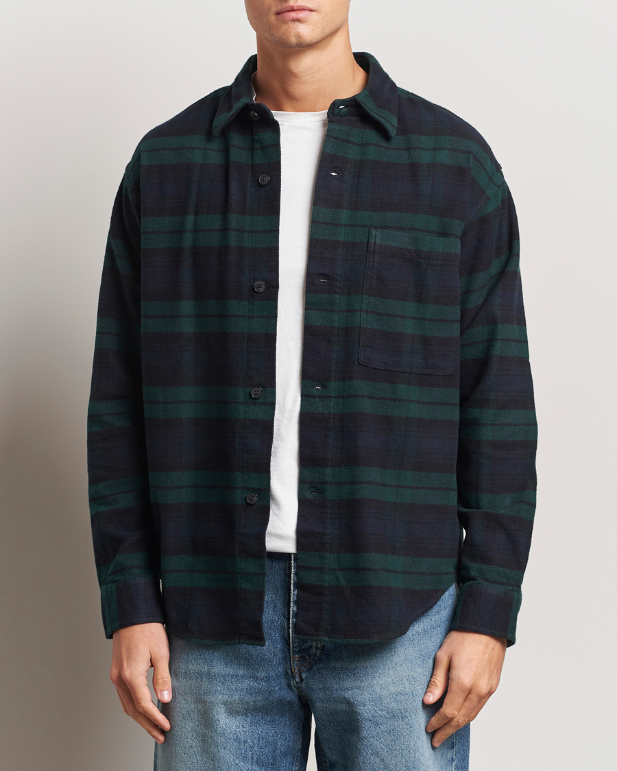 Herren | Hemden | NN07 | Adwin Checked Flannel Overshirt Green/Blue