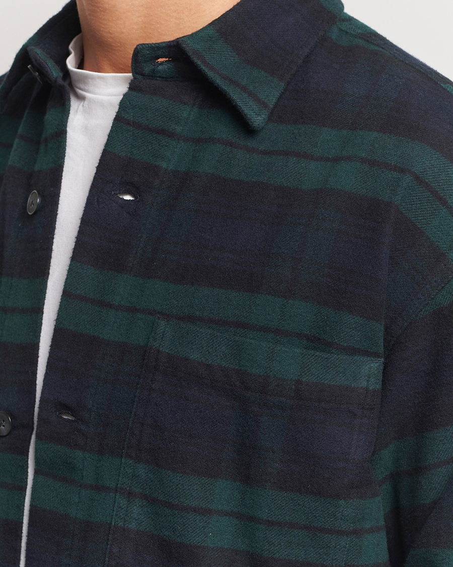 Herren | Hemden | NN07 | Adwin Checked Flannel Overshirt Green/Blue