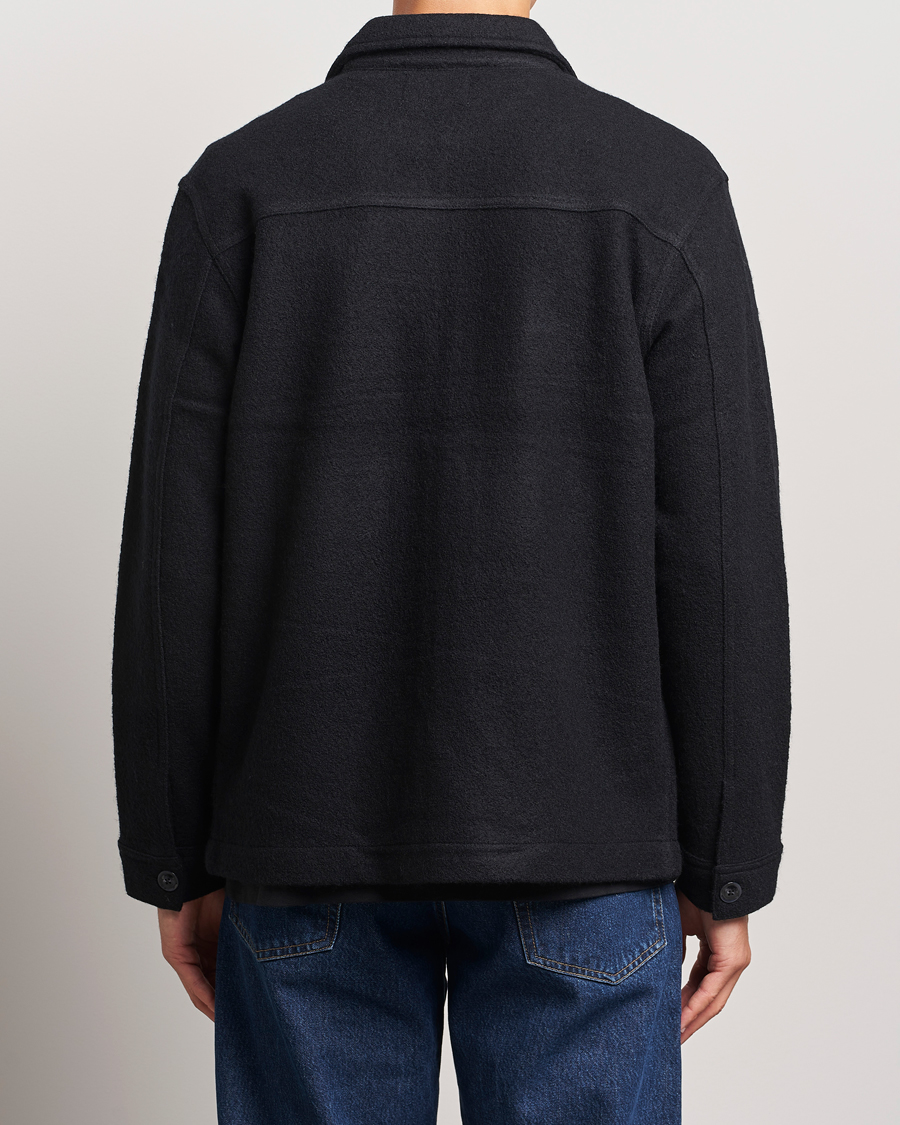 Herren | Pullover | NN07 | Isak Boiled Wool Full Zip Black