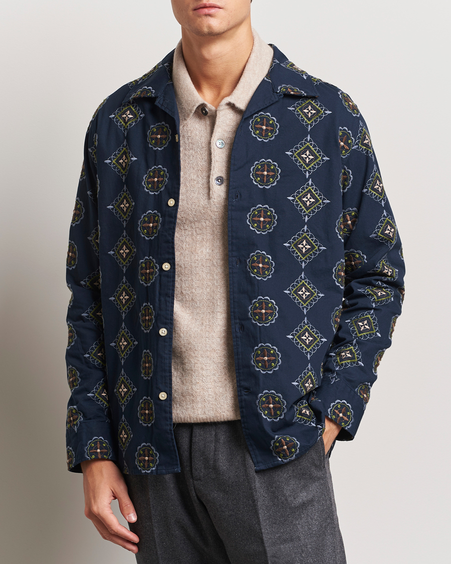 Herren | Hemden | NN07 | Julio Crochet Shirt Navy Blue