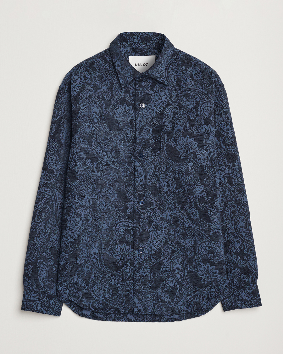 Herren | Hemden | NN07 | Adwin Flower Overshirt Navy Blue