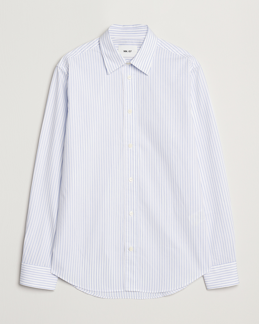 Herren | Hemden | NN07 | Colby Poplin Striped Shirt White/Blue