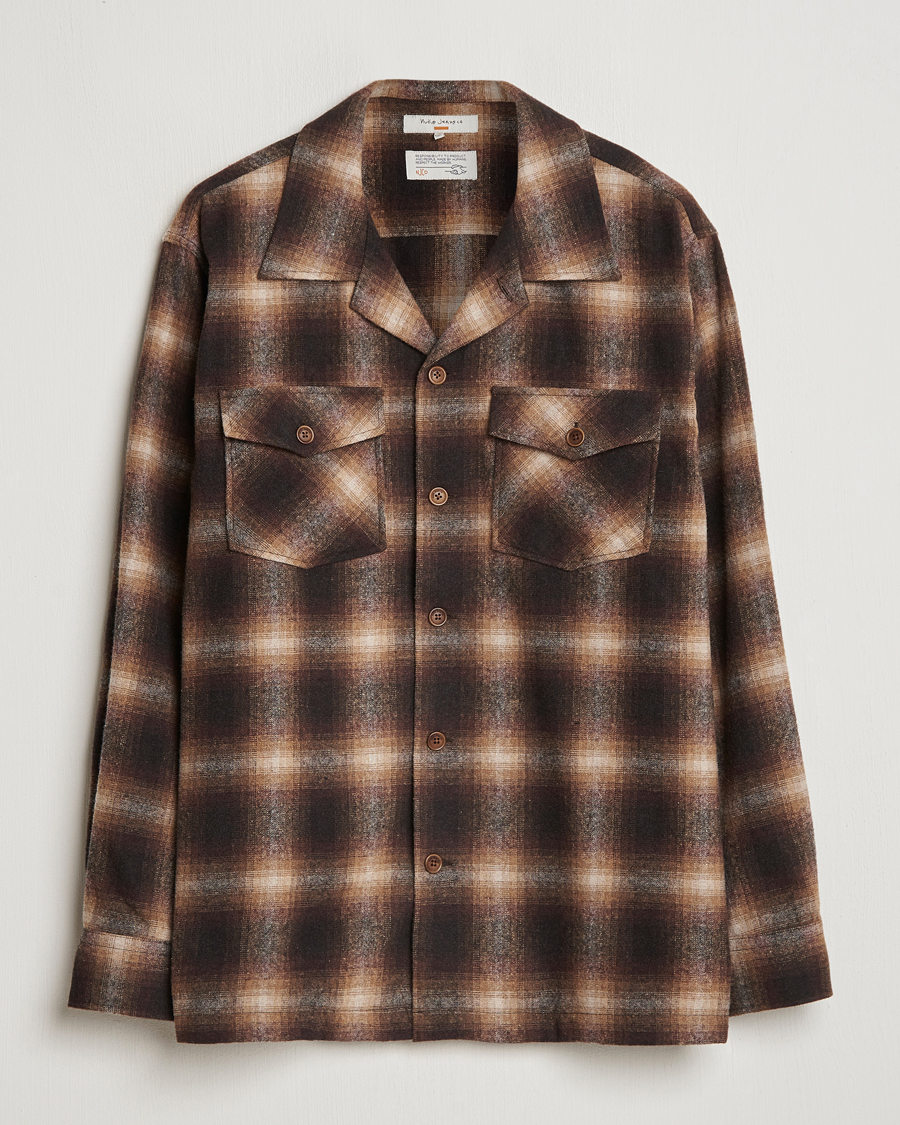 Herren | Hemden | Nudie Jeans | Vincent Shadow Check Overshirt Brown/Beige