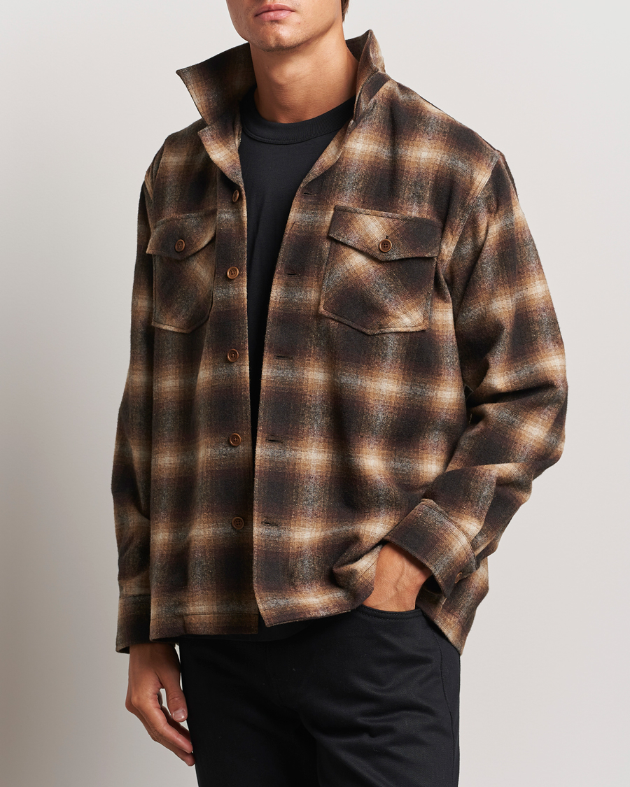 Herren | Hemden | Nudie Jeans | Vincent Shadow Check Overshirt Brown/Beige