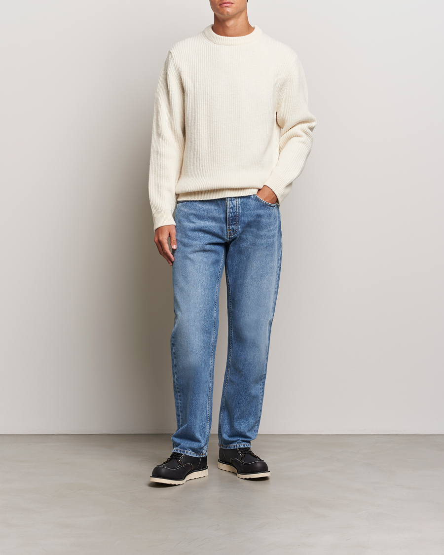 Herren | Pullover | Nudie Jeans | August Wool Rib Knitted Sweater Off White