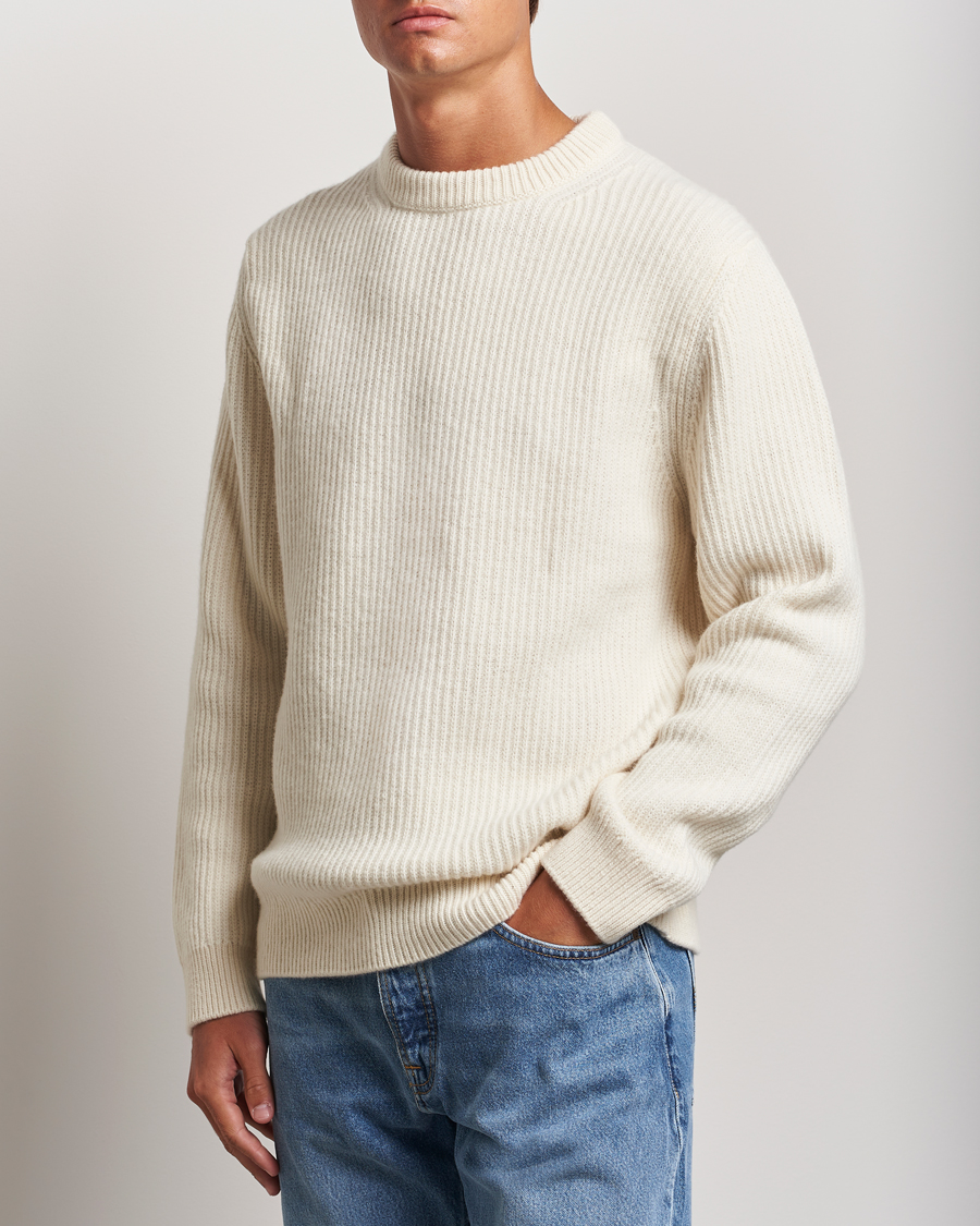 Herren | Pullover | Nudie Jeans | August Wool Rib Knitted Sweater Off White