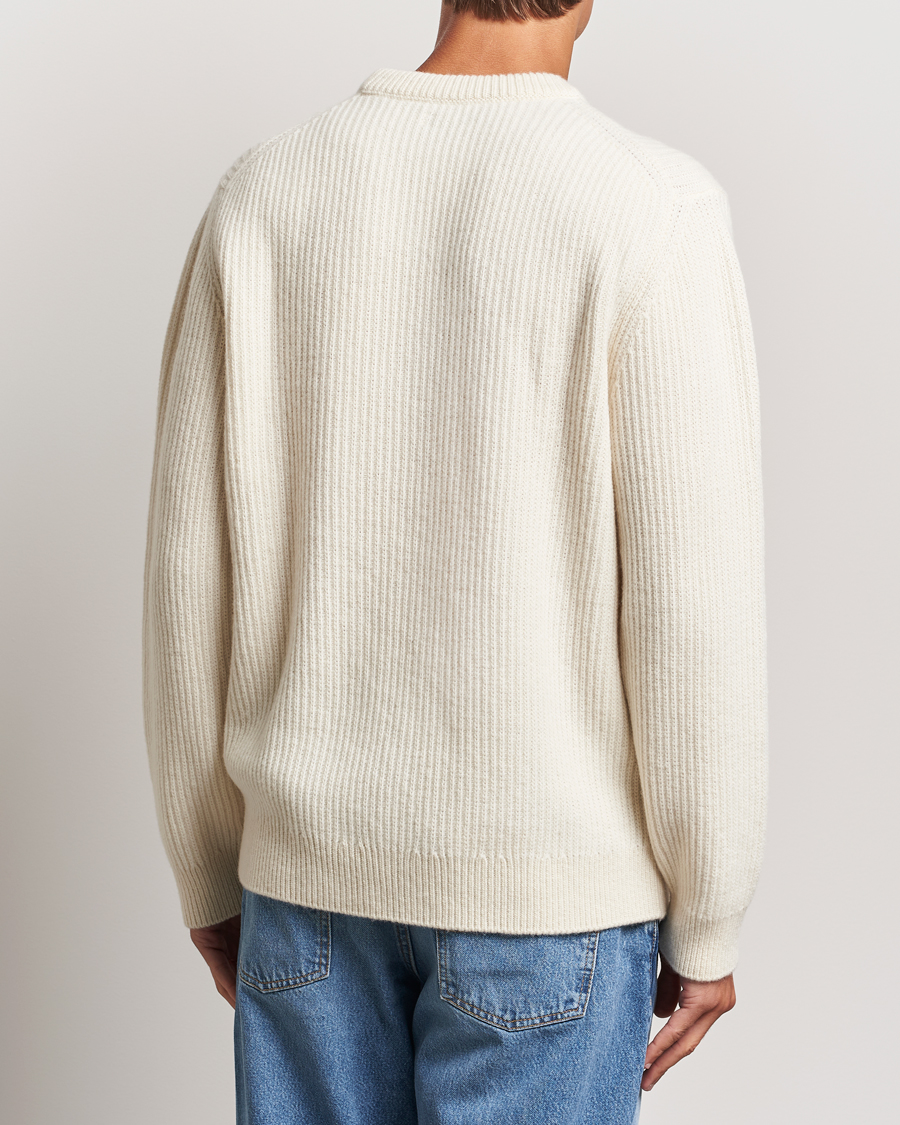 Herren | Pullover | Nudie Jeans | August Wool Rib Knitted Sweater Off White