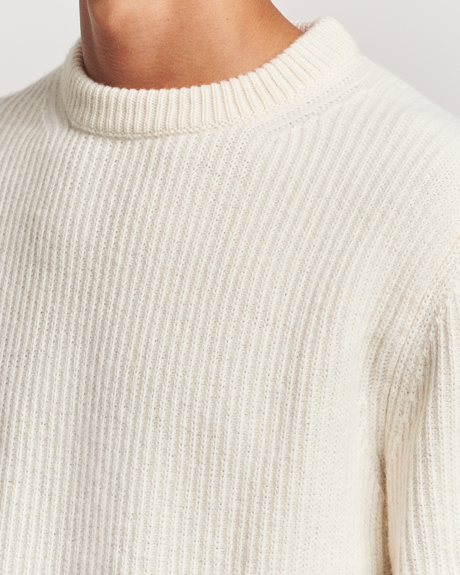 Herren | Pullover | Nudie Jeans | August Wool Rib Knitted Sweater Off White