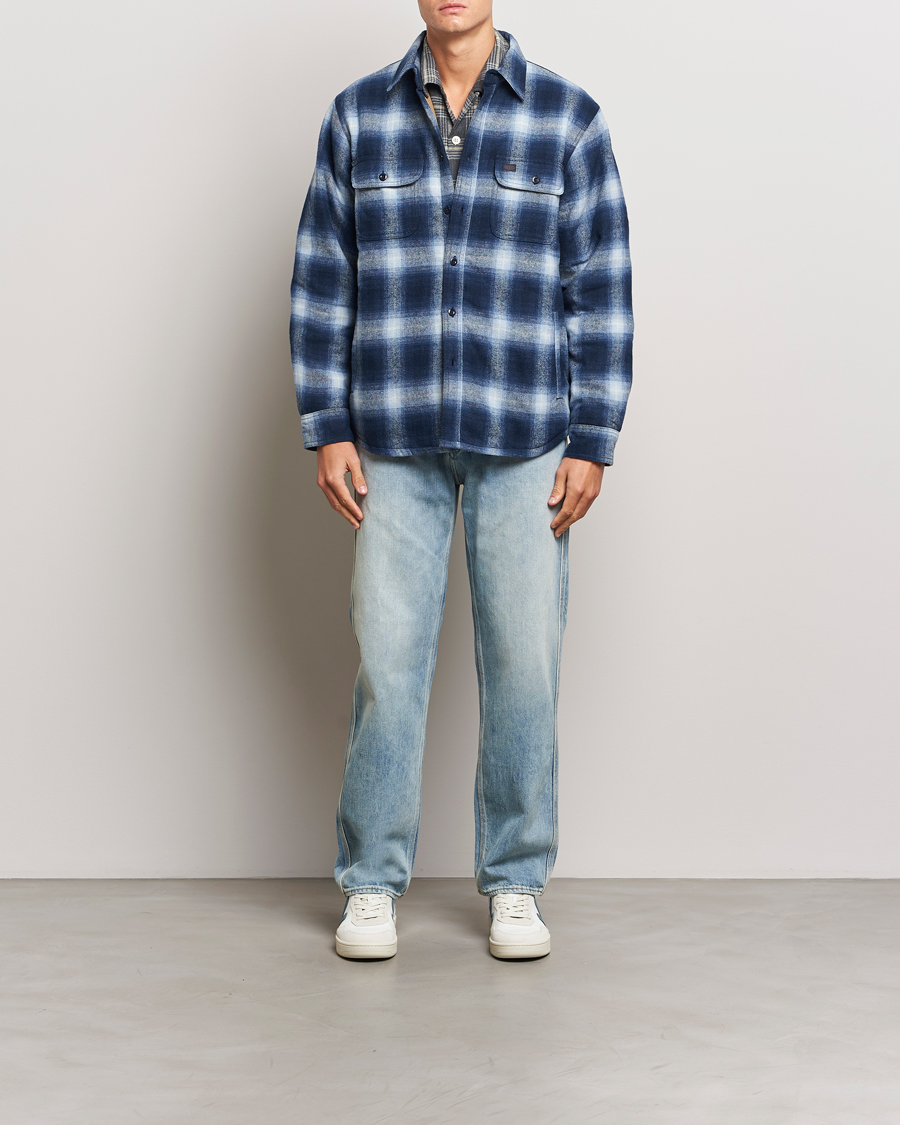 Herren | Jacken | Nudie Jeans | Glenn Padded Checked Shirt Jacket Blue