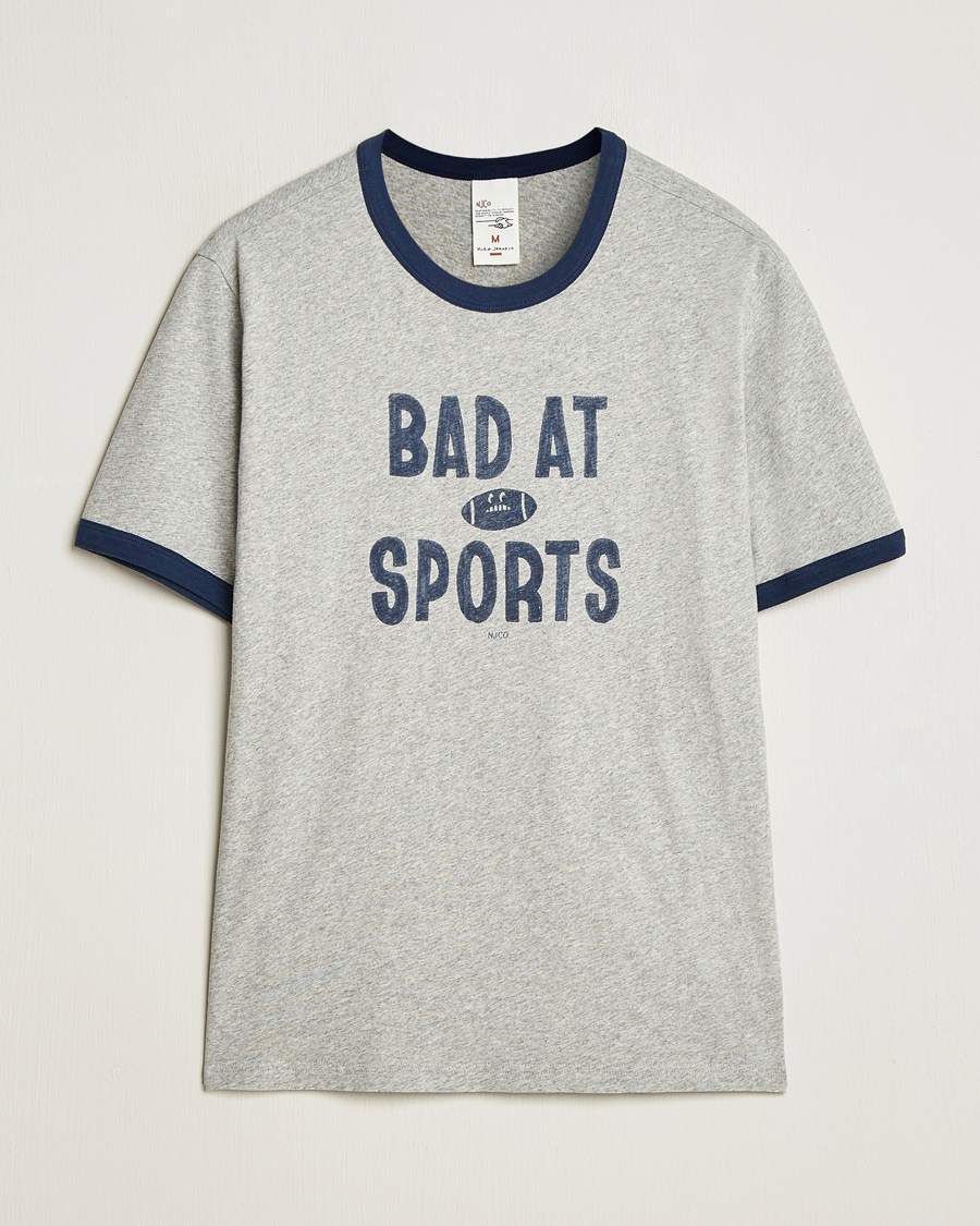 Herren | T-Shirts | Nudie Jeans | Ricky Bad At Sport T-Shirt Grey Melange