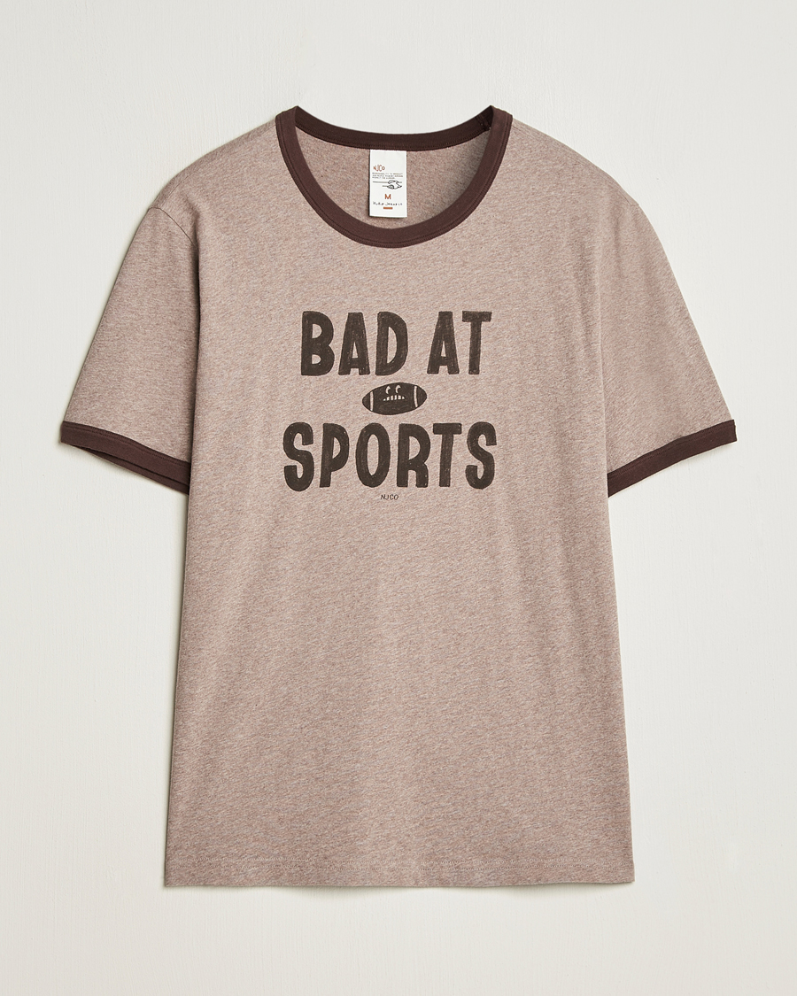 Herren | T-Shirts | Nudie Jeans | Ricky Bad At Sport T-Shirt Beige Melange