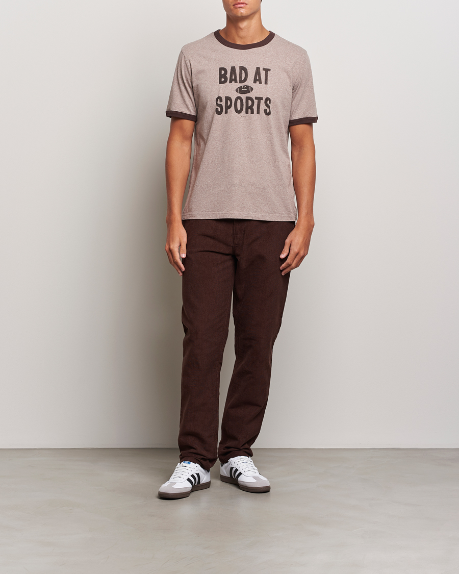 Herren | T-Shirts | Nudie Jeans | Ricky Bad At Sport T-Shirt Beige Melange