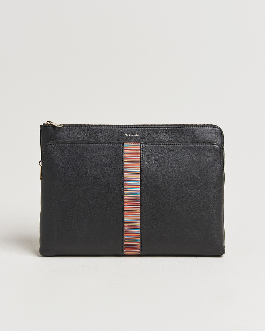Herren | Paul Smith Leather Stripe Document Case Black | Paul Smith | Leather Stripe Document Case Black